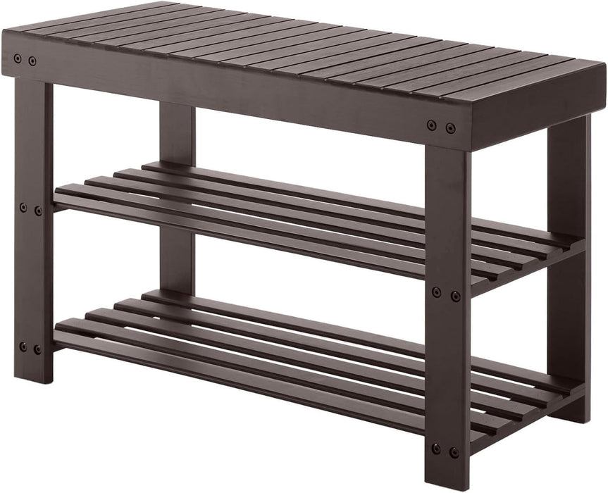 Taoset Bamboo Shoe Bench with Storage Shelf - Entryway Organizer with 286 lbs Weight Capacity, Chestnut