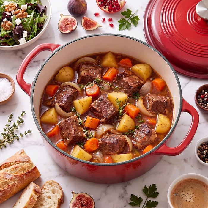 Nextay 6-Quart Enameled Cast Iron Dutch Oven ¨C Heavy-Duty Round Pot with Lid, Red