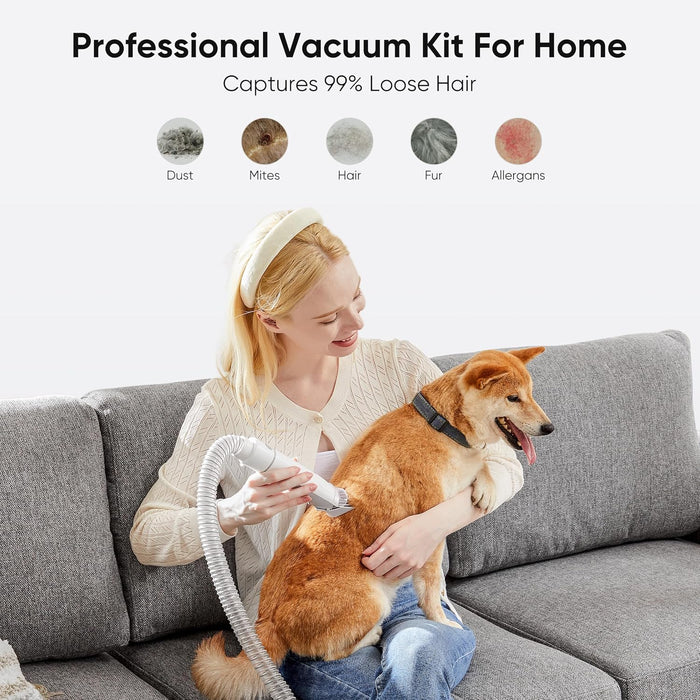 Simenmax Dog Grooming Vacuum Kit with Cordless Clippers, 2.5L Cup, 3 Suction Modes, and 5 Grooming Tools, Trimmer for Shedding Pet Hair
