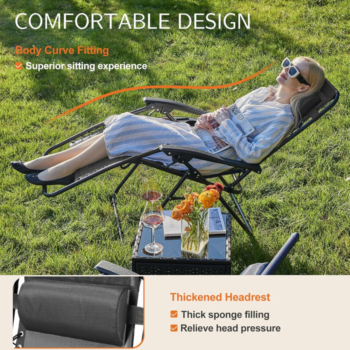Simenmax 2PCS Zero Gravity Chair, Reclining Lounge Chair, 440LBS Capacity Portable Folding Recliner for Indoor Outdoor, Patio, Camping, Beach, Pool, Garden