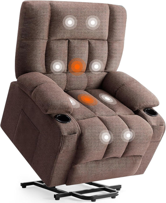 Bigleap Recliner Chair with Massage and Heating, Home Theater Seating with Lumbar Support, Adjustable Electric Power Lift Chairs, Grey