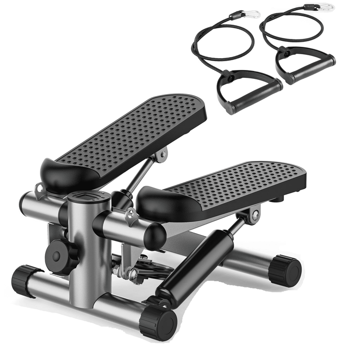 Taoset Mini Stepper Exercise Machine with LCD Monitor - Adjustable Height Home Fitness Equipment, Silver