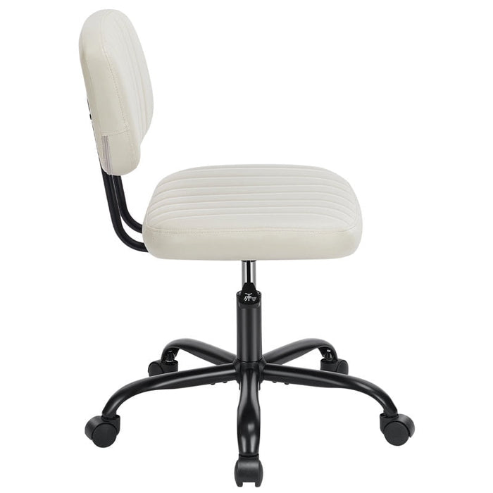 Desk Chair, Armless Activity Chair with Wheels, Comfy Low Back Swivel Task Chair, Beige