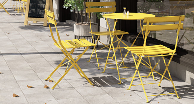 Premium Steel Patio Bistro Set, Folding Outdoor Patio Furniture Sets, 3 Piece Patio Set of Folding Patio Table and Chairs
