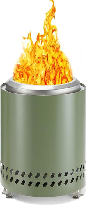 Blorly Tabletop Fire Pit, 7-Inch Smokeless Stainless Steel Firepit for Camping, Outdoor Patio and Backyard, Green
