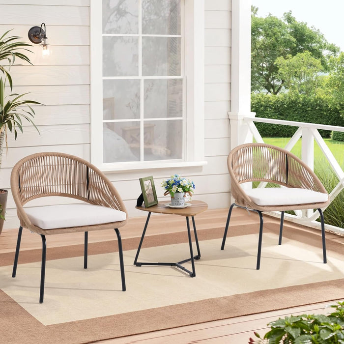 Betcozy Wood Patio Bistro Set, Acacia Wood Foldable Garden Dining Chairs with Table, Set of 3, Natural