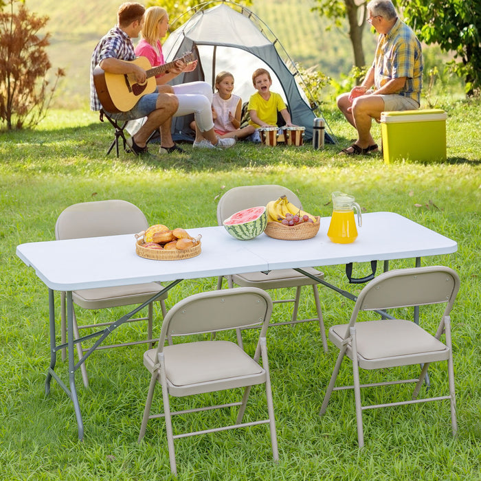 Simenmax 6ft Heavy Duty Folding Table - Portable Outdoor Indoor Plastic Desk for Camping, Picnic & PartiesSimenmax 6ft Heavy Duty Folding Table - Portable Outdoor Indoor Plastic Desk for Camping, Picnic & Parties