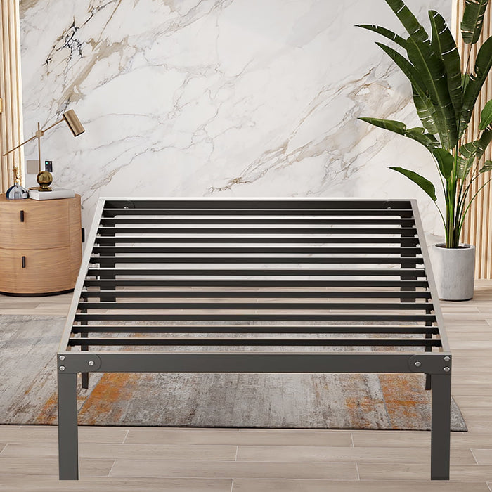 TINKLE WELL Queen Bed Frame with Headboard Metal Platform Bed Frame No Box Spring Needed Non-Slip Design Queen Size Easy Assembly Black