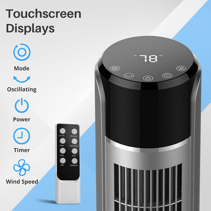 Beddle Tower Fan for Home, 36" Standing Floor Fan with Remote, Bladeless Fan Cold Air Quiet, 5 Speeds, 4 Modes, LED Display