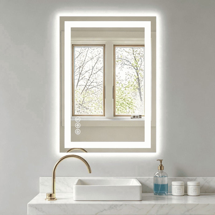 Taoset Bathroom Mirror with Lights, 20"X28" LED Vanity Mirror for Wall, Gradient Front and Backlit Mirror with Anti-Fog, Memory Function, Tempered Glass, Shatter-Proof, Horizontal& Vertically