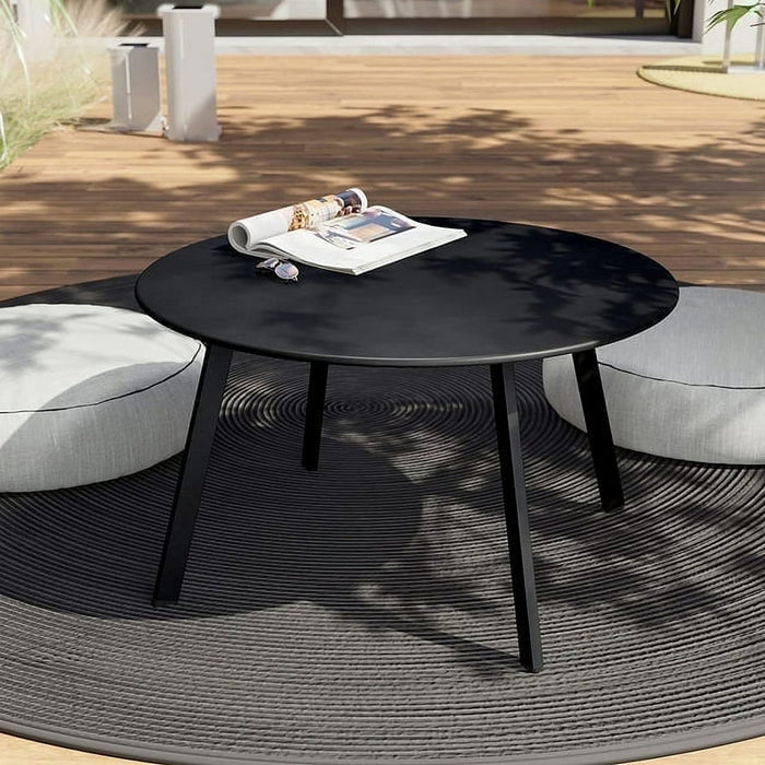 Taoset Patio Coffee Table, Round Patio Side Table, Coffee Table, Modern, Stylish, Living Room, Outdoor, Home Decor, Versatile, Black