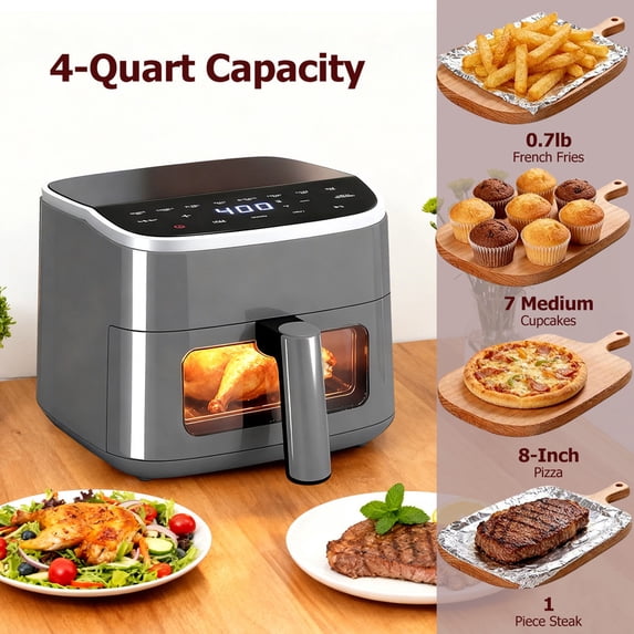 Aidoly&nbsp; Compact Air Fryer with Digital Touch – 400℉, Auto Shut-off, Nonstick &amp; Dishwasher-Safe Basket, Bake/Reheat
