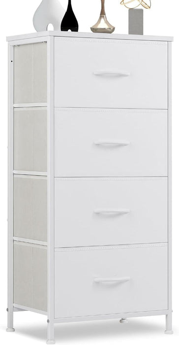 Taoset 4-Drawer Fabric Dresser with Wood Top - Compact Storage Cabinet for Bedroom and Living Room, White