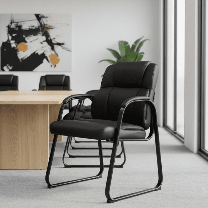 Betcozy Larger Waiting Room Chairs, 1 PCS Leather Office Reception Guest Chair with Padded Arms for Home Office, Conference, Lobby, Medical Clinic Elderly Student