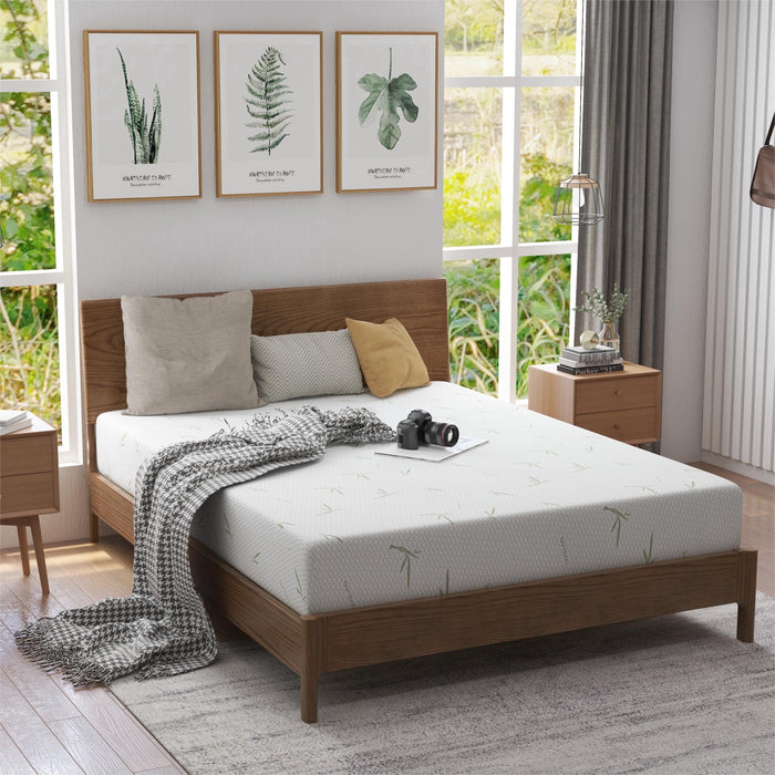 Queen Mattress 10 Inch Bamboo Mattress in a box, Gel Memory Foam Mattress Support and Pressure Relief, Medium Firmness, Made in USA,White