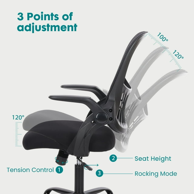 Mesh Office Chair Desk Chair Computer Chair Ergonomic Adjustable Stool Back Support Modern Executive Rolling Swivel Chair for Women & Men, Black