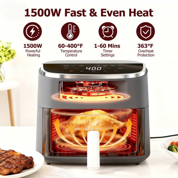Aidoly&nbsp; Compact Air Fryer with Digital Touch – 400℉, Auto Shut-off, Nonstick &amp; Dishwasher-Safe Basket, Bake/Reheat