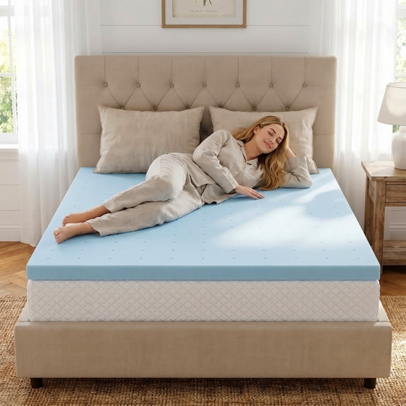 Beddle Cooling Gel-infused Memory Foam Mattress Topper for Pressure Relief