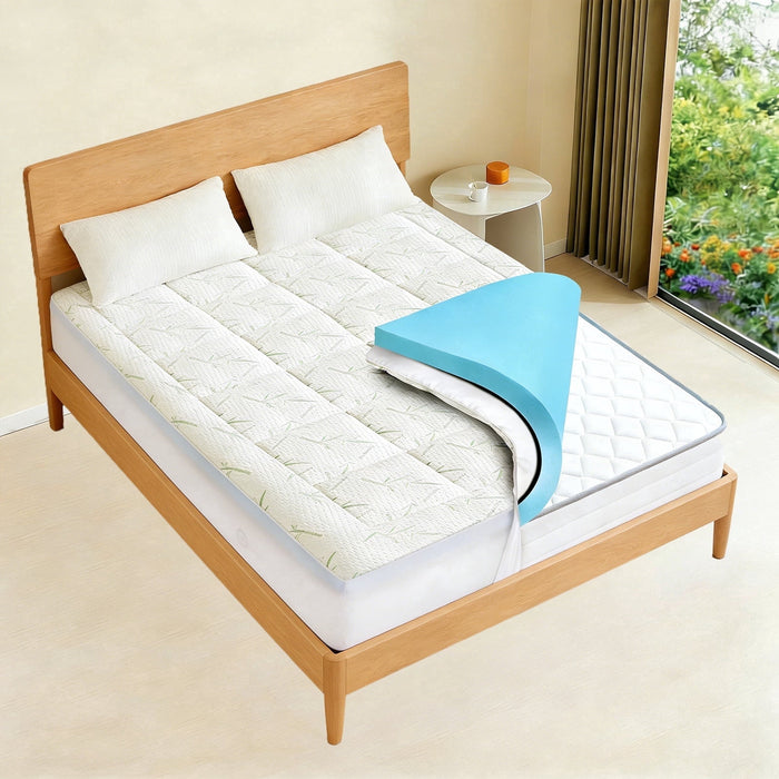 Nextay Dual-Layer Mattress Topper Gel Memory Foam Pressure Relief with Removable Soft Cover for Bedroom, RV, Camper, Full Size