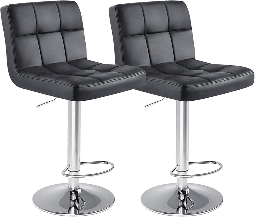 Nextay Bar Stools Set of 2, Adjustable Swivel PU Leather Barstools with Backrest, Armless Kitchen Counter Height Chairs with Footrest, Modern Island Stools for Dining Room or Home Bar,Black