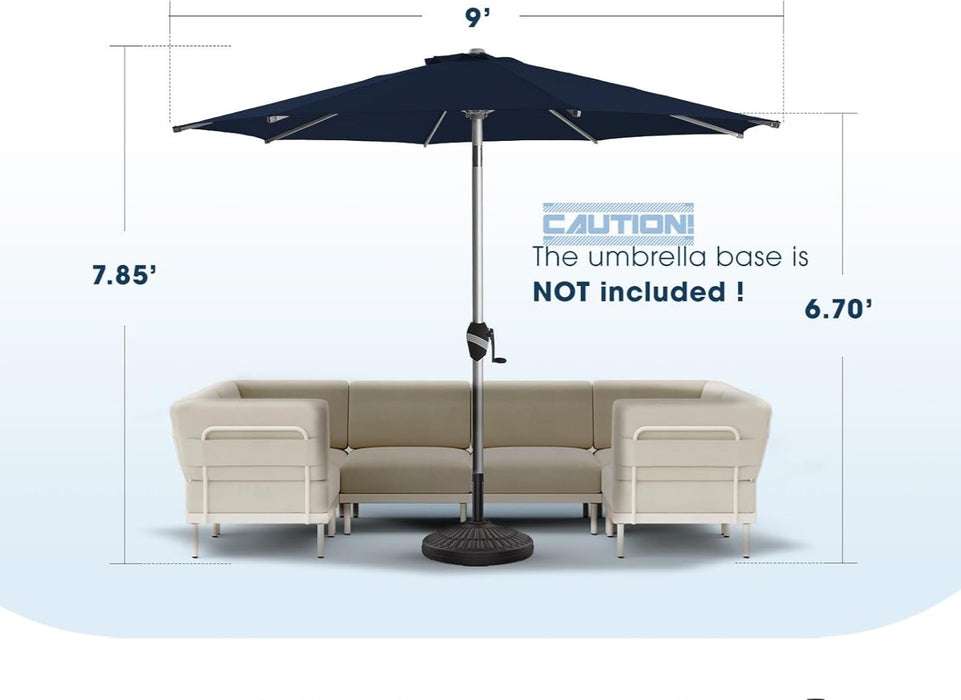 TINKLE WELL 9FT Outdoor Patio Umbrella with Push-Button Tilt, Fade-Resistant Aluminum Frame, Perfect for Pool, Deck, or Garden