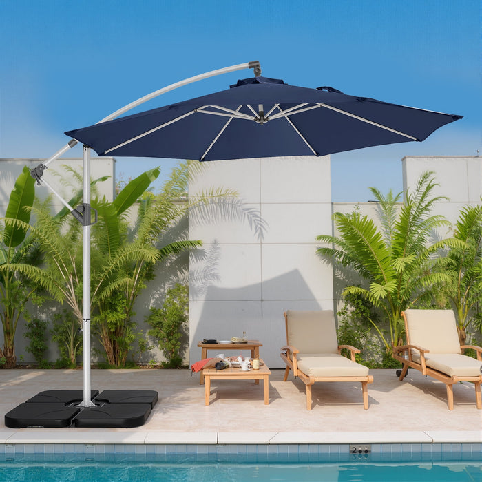 Betcozy Offset Patio Umbrella, 10 Ft Large Outdoors Patio Umbrella with UPF50+ UV Protection, Tilt and Crank Button, for Outdoors, Yard, Poolside, Lawn, Blue