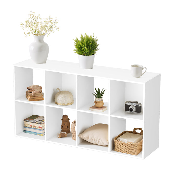 Simenmax 8 Cube Storage Organizer, Bookshelf with 4 Removable Back Panels for Living Room, Bedroom, Home Office, White