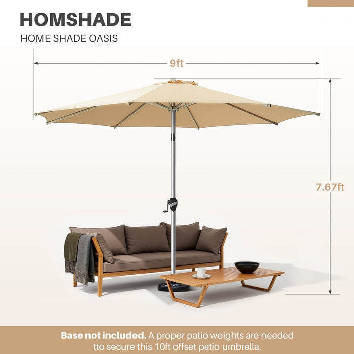 Bigleap 9FT Patio Umbrella, Market Umbrella with 8 Sturdy Ribs, Outdoor Table Umbrella for Garden, Lawn, Backyard, Pool, Beige