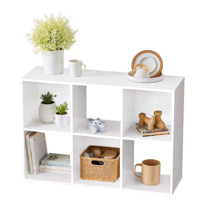 Simenmax 6 Cube Storage Organizer, Bookshelf with 3 Removable Back Panels for Living Room, Bedroom, Home Office, White