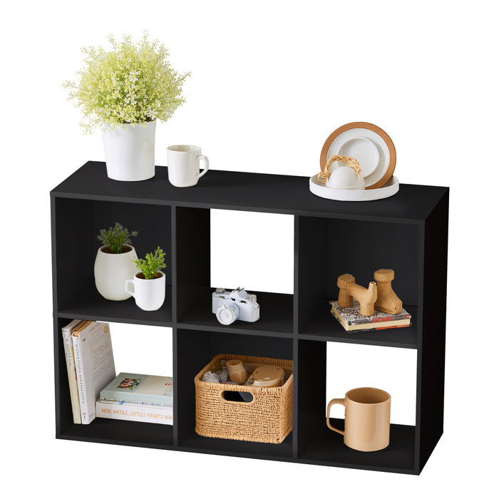 Simenmax 6 Cube Storage Organizer, Bookshelf with 3 Removable Back Panels for Living Room, Bedroom, Home Office, Black