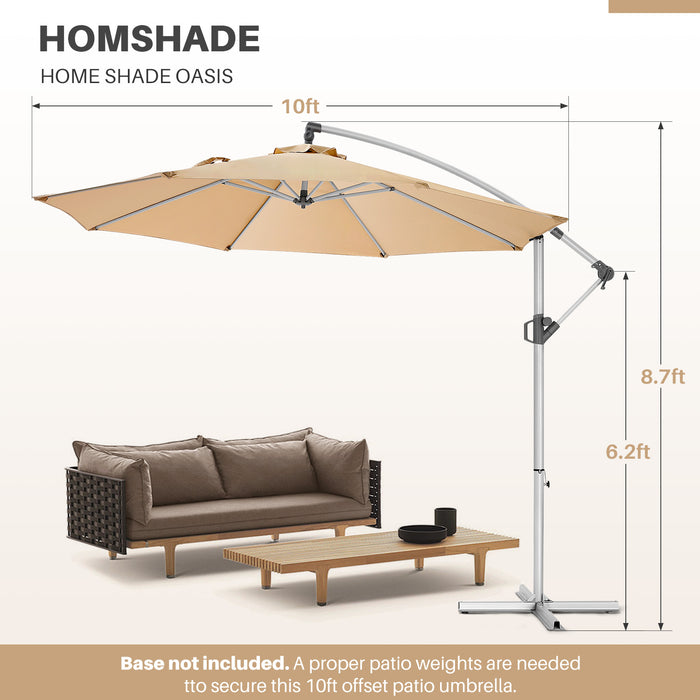 Bigleap 10ft Offset Umbrella Cantilever Patio Hanging Umbrella Outdoor Market Umbrella,Beige