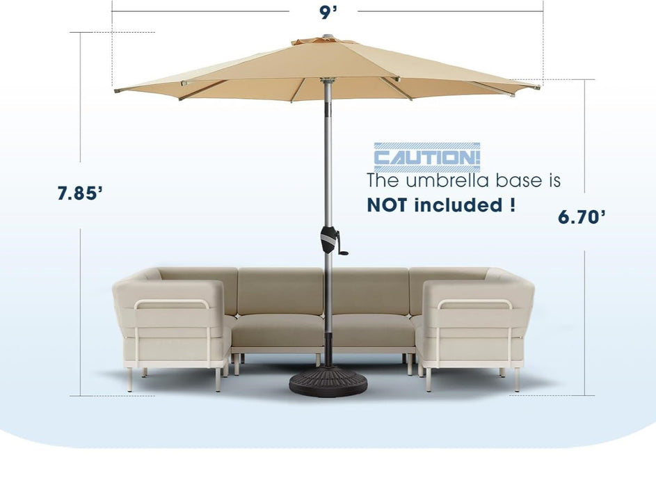 TINKLE WELL 9FT Outdoor Patio Umbrella with Push-Button Tilt, Fade-Resistant Aluminum Frame, Perfect for Pool, Deck, or Garden