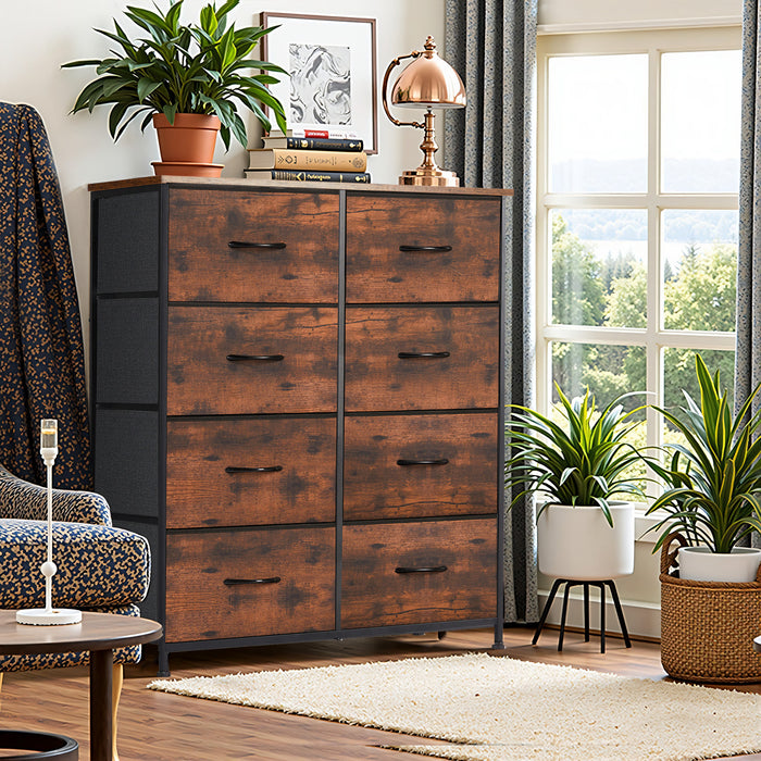 Simenmax 8 Dresser for Bedroom Fabric Dresser Chest of Closets Storage Units Organizer Tower Wooden Top Shelf for Bedroom, Hallway, Entryway, Closet