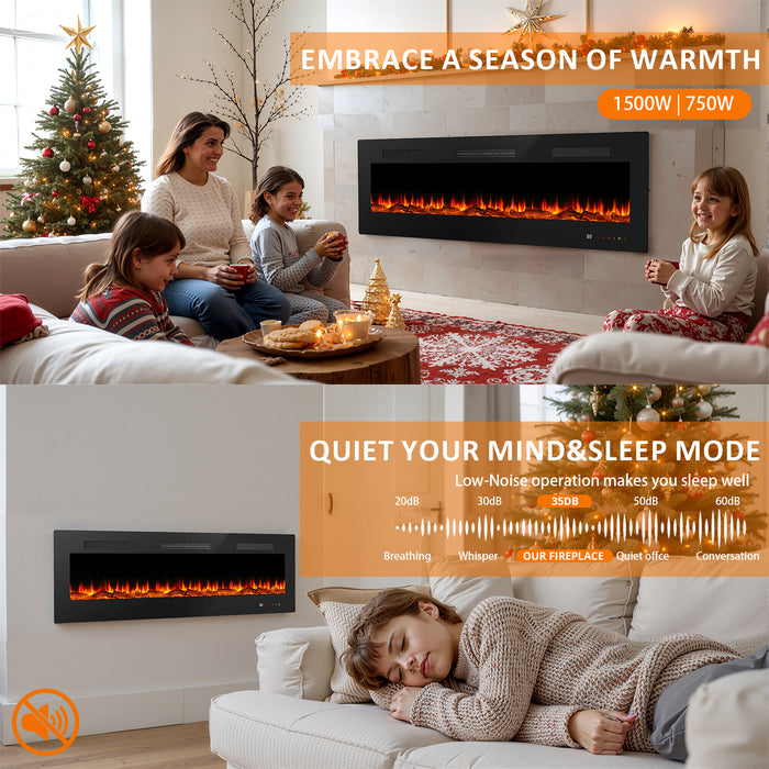 Simenmax 42 inch Electric Fireplace, Recessed Wall Electric Fireplace inserts,Ultra Thin Adjustable Flame Colors Fireplace with Touch Screen and Remote Control