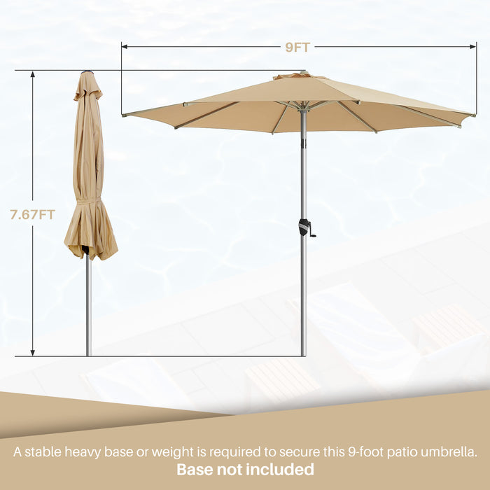 Sybels 9FT Patio Umbrella with Push-Button Tilt - Fade-Resistant Aluminum Frame for Pool, Deck & Garden