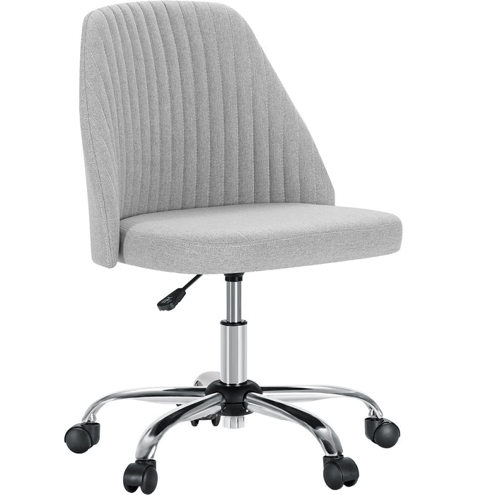 TINKLE WELL Adjustable Rolling Chair, Armless Cute Modern Task Chair for conference room,office,Waiting room,study room-Gray
