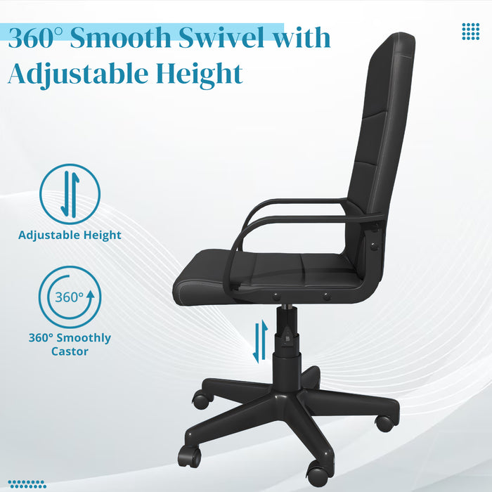 Computer Desk Chair, Adjustable Executive Leather Chair With Arms
