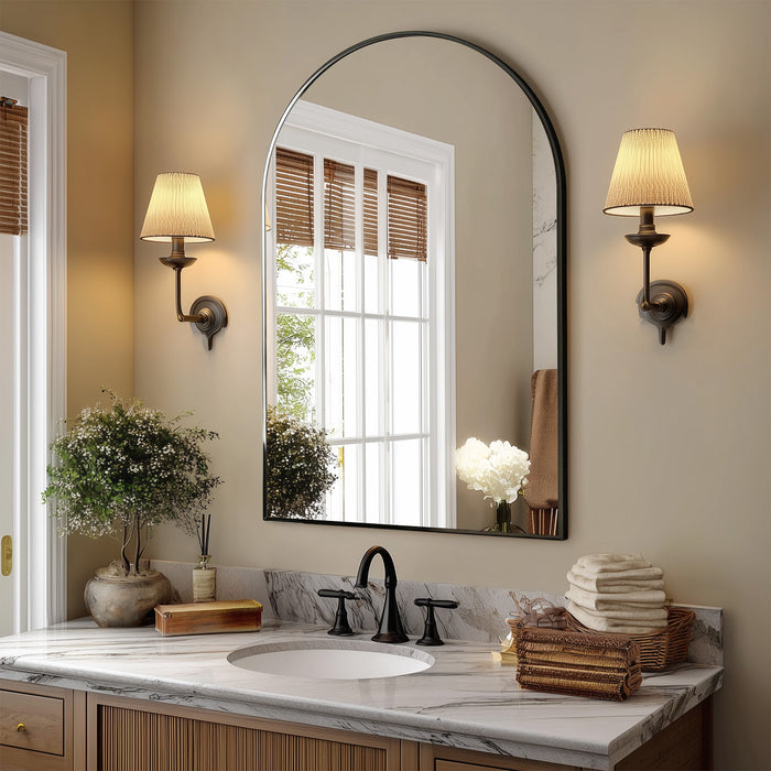 Simenmax 24''x36'' Arched Mirror, Wall Mounted Mirror Bathroom Mirror for Bathroom, Bedroom, Entryway, Living Room Wall Decor,Black