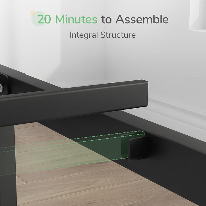TINKLE WELL Bed Frame, Heavy Duty Steel Slat Platform Bed Frame with Underbed Storage, No Box Spring Needed, Black Metal Frame