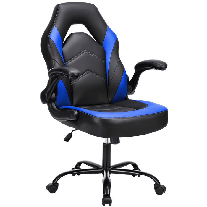 Taoset Ergonomic Computer Gaming Chair with High Backrest - PU Leather Racing Seat with Rocking Function & Adjustable Height, Blue