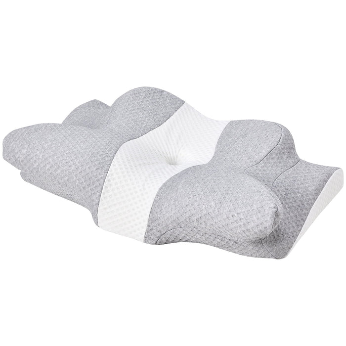 5" Height Neck pillow, Ergonomic Memory Foam Bed Pillow for Necks' and Shoulders' Pain Relieve, for Side, Back, Or Stomach Sleepers, Gray