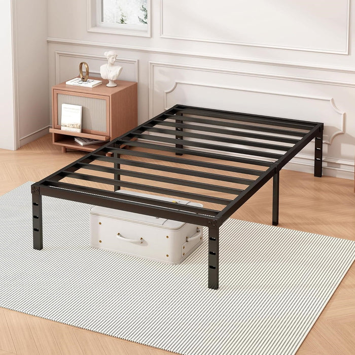 Beddle Metal Bed Frame with Storage Space, Heavy Duty Platform, No Box Spring Needed, Black