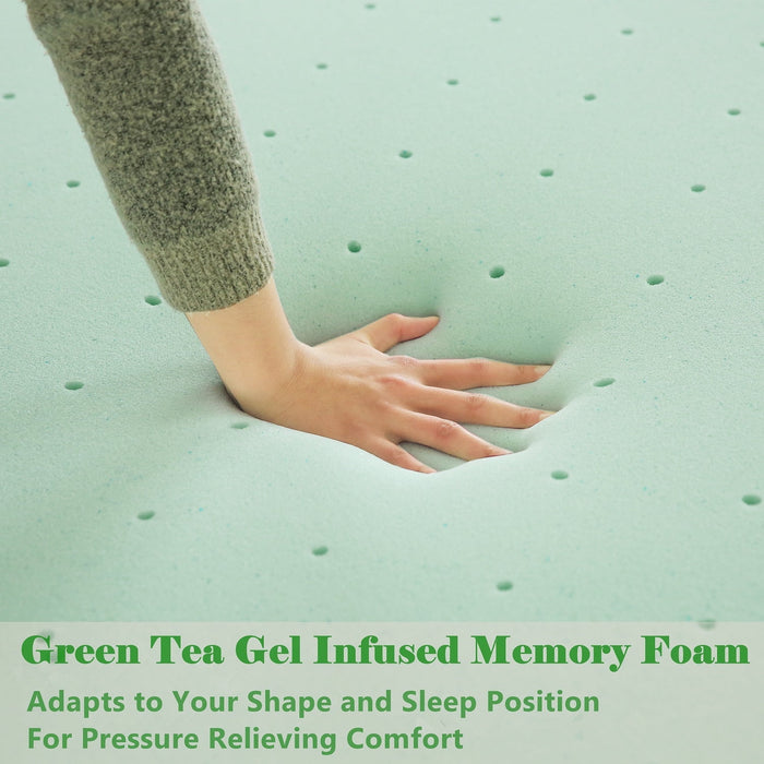 Beddle King Green Tea Memory Foam Mattress 14 Inch, Medium Firm Mattress for Pressure Relief, CertiPUR-US & Oeko-TEX Certified, Bed in a Box