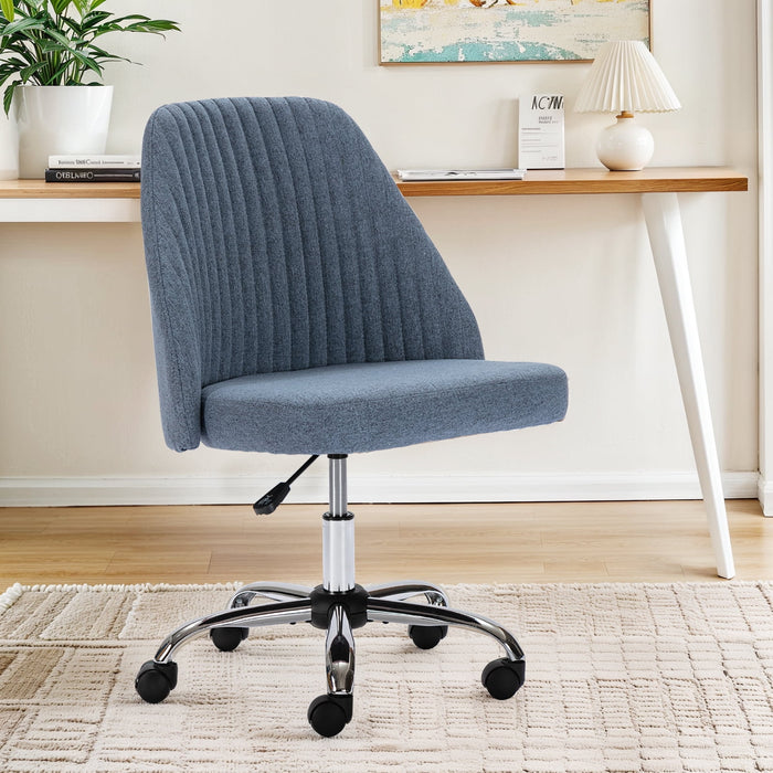 Beddle Home Office Chair, Mid Back Armless Fabric Upholstered Desk Chair with Wheels Adjustable Swivel Vanity Chair for Bedroom,Living Room