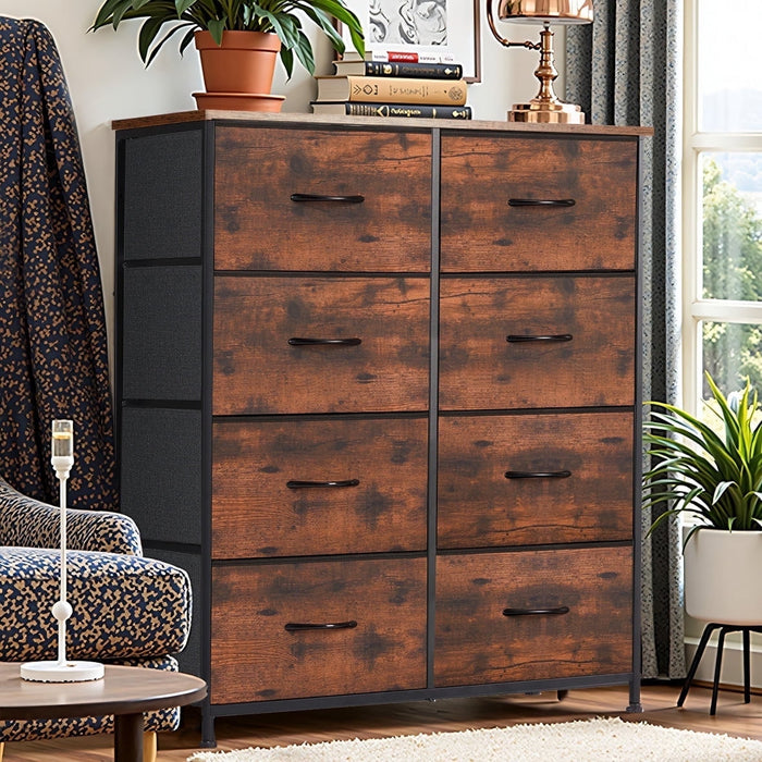 Simenmax 8 Storage Dresser for Bedroom, Wide Fabric Closet Chests Organizer Tower Furniture, Brown