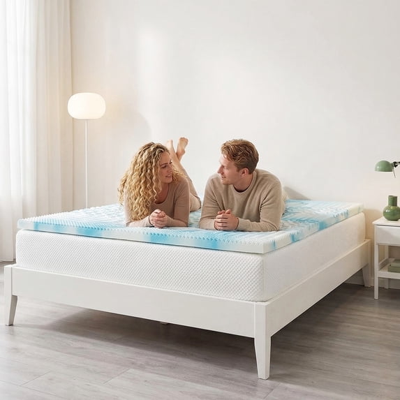 Beddle Mattress 2 Inch Egg Crate Memory Foam Mattress Topper with Cooling Gel Infusion, CertiPUR-US Certified, Dorm Essentials