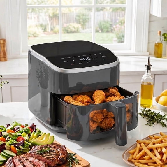 Aidoly&nbsp; Compact Air Fryer with Digital Touch – 400℉, Auto Shut-off, Nonstick &amp; Dishwasher-Safe Basket, Bake/Reheat