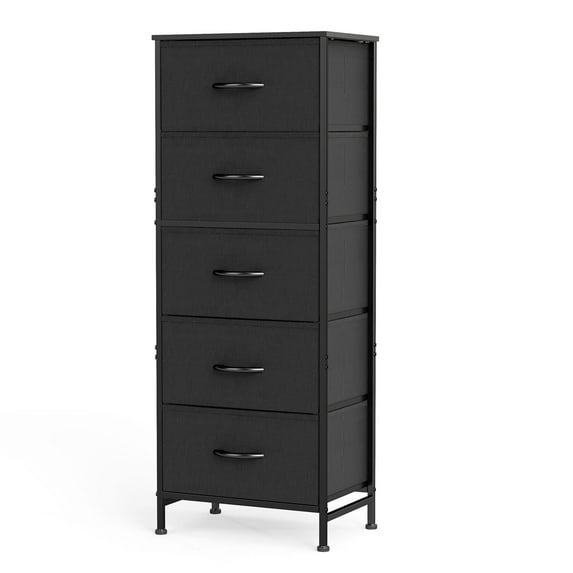 Aidoly 5-Tier Fabric Drawer Storage Organizer with Solid Surface Top - Multi-Functional Bedside & Room Organizer