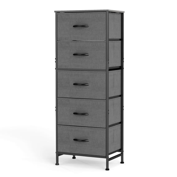 Aidoly 5-Tier Fabric Drawer Storage Organizer with Solid Surface Top - Multi-Functional Bedside & Room Organizer
