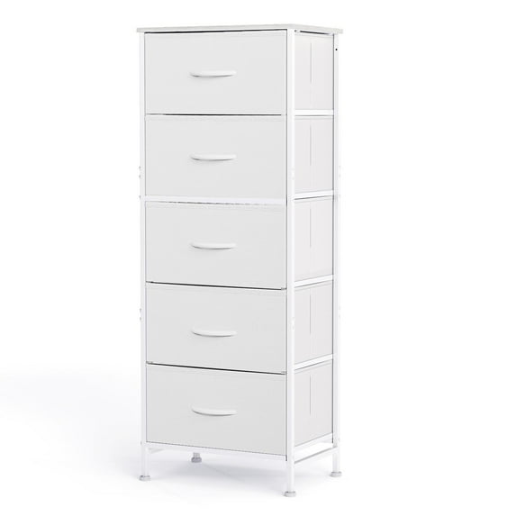 Aidoly 5-Tier Fabric Drawer Storage Organizer with Solid Surface Top - Multi-Functional Bedside & Room Organizer